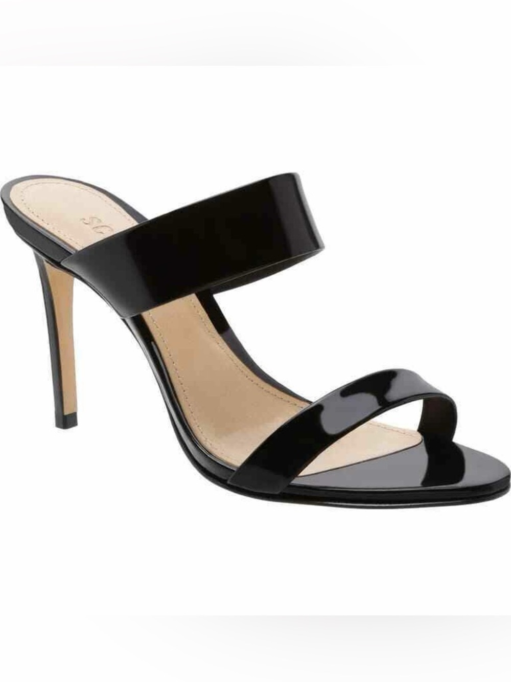 SCHUTZ Black Patent Double-Strap Block Heel Sandals